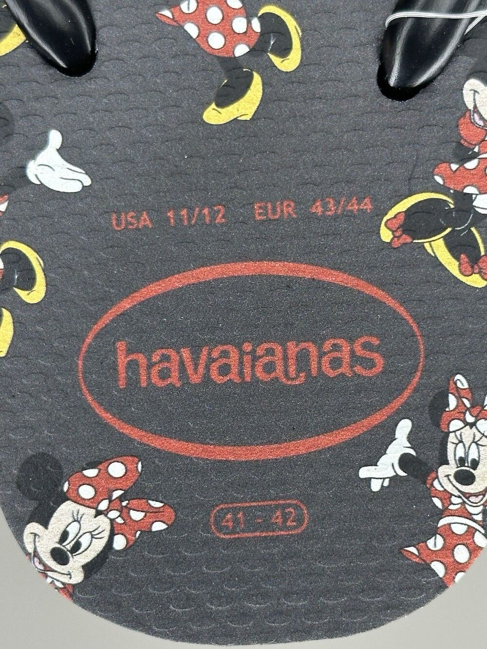 Havaianas Minnie Mouse Flip Flops Women’s 11/12 Metal Bow Charms Black Disney - Picture 6 of 6